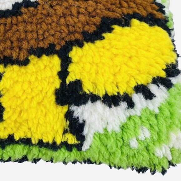 Vintage 1970s Latch Hook Mushroom 12" Throw Pillow Groovy Retro Corduroy Boho - Picture 8 of 13